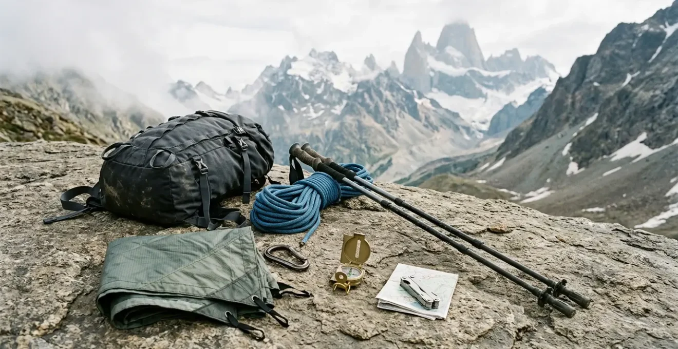 Critical expedition gear inspection and field testing setup showing equipment durability assessment