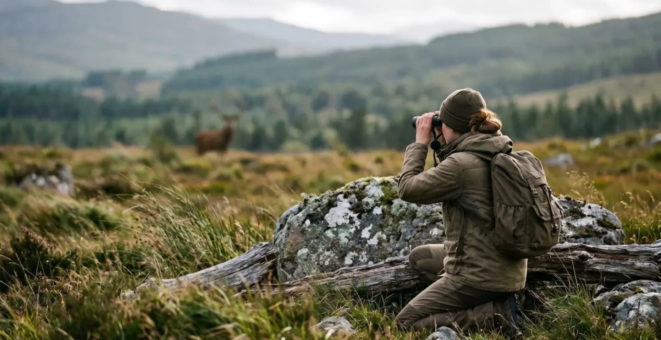Environmental composition showing the invisible sensory world of wildlife and human presence in wilderness